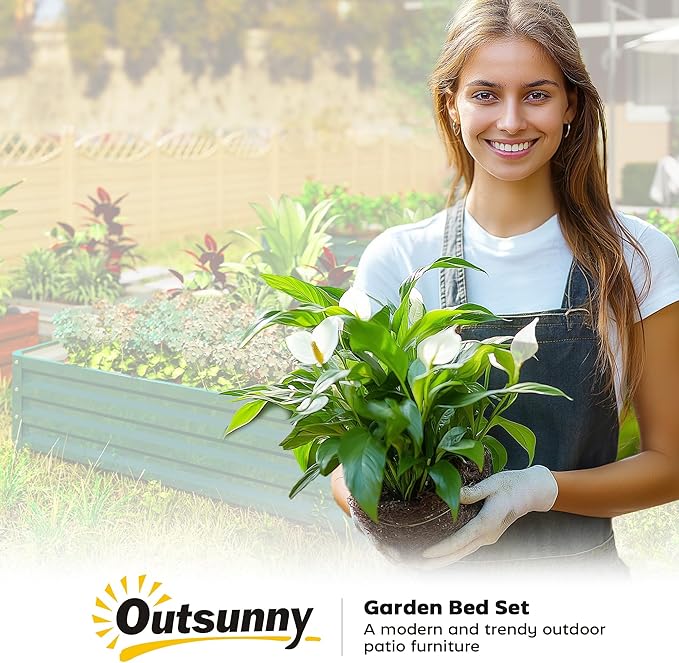 Outsunny Galvanized Raised Garden Bed, 4' x 4' x 1' Metal Planter Box, for Growing Vegetables, Flowers, Herbs, Succulents, Green Outsunny