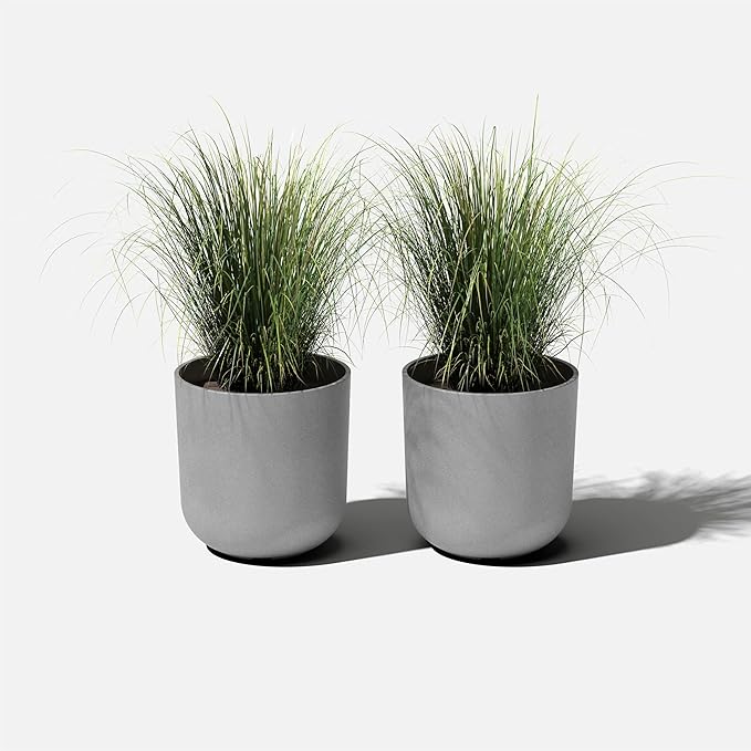 Veradek Round Lima Plastic Planter Pots for Indoor/Outdoor Garden Use, Gray, Suitable for Small to Large Succulent Plants, Flowers, Modern Interior Plants VeradekOutdoor