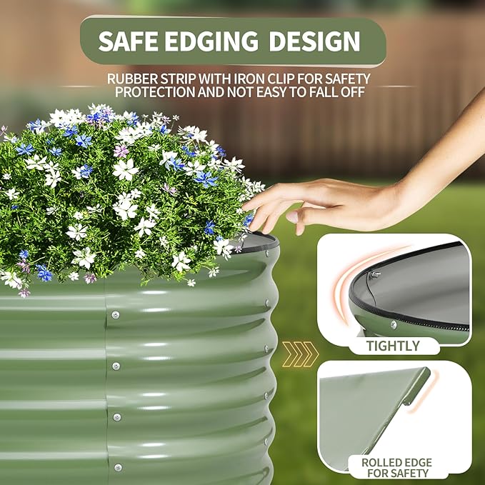 Galvanized Raised Garden Bed Outdoor- 2 Pcs Raised Beds for Gardening| Metal Planter Box, Steel Raised Garden Bed Kit with Gloves for Vegetables, Flower, Herbs (4x2x1.4FT, Green) Permade