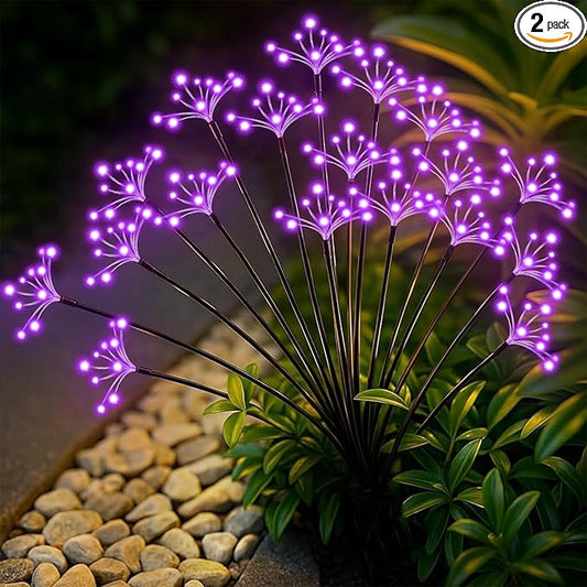 Solar Garden Lights 2 Pack Waterproof Solar Swaying Starburst Light Outdoor Lights for Yard Patio Walkway Pathway Party Wedding Christmas Decoration, Purple Yaafen