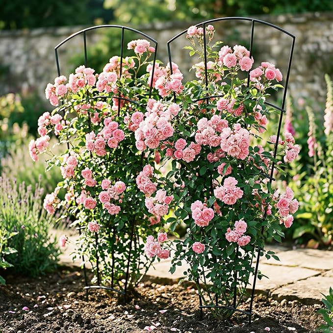 4 Pack 56'' Indoor Plant Trellis for Potted Plants Climbing Outdoor Metal Garden Trellis Houseplants Flowers Vine Ivy,Fan Shape, Black ThealynGardens