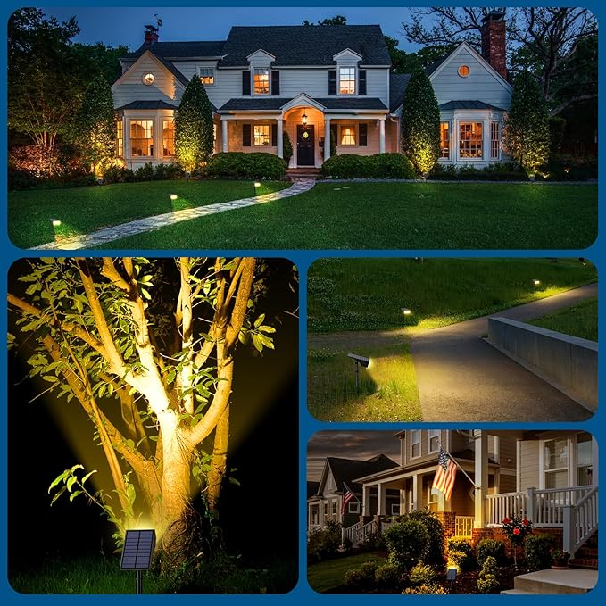 Solar Lights Outdoor Waterproof IP65, [12 Pack/4 Modes] Spot Solar Light for Outside, Dusk to Dawn LED Solar Powered Yard Garden Landscape Lighting Spotlights for Path Patio Walkway, Warm White WENATY