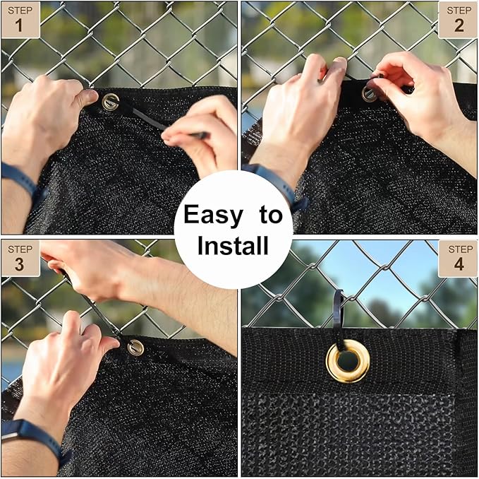 UPGRADE Privacy Screen 3' x 10' Fence Commercial Shade Cover with Brass Grommets Heavy Duty Perfect for Outdoor Back Yard, Black, Customizable UPGRADE