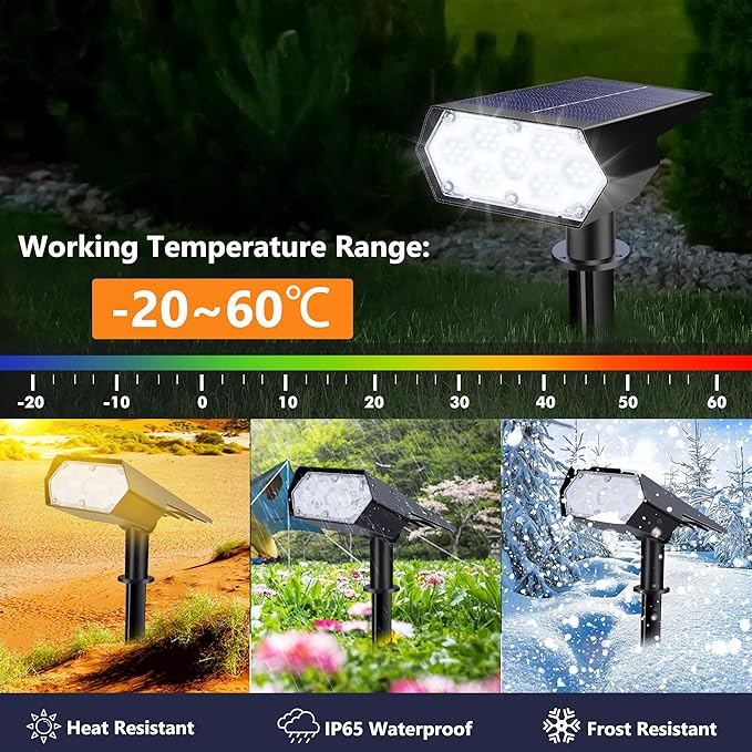 LYHOPE Solar Spot Light Outdoor, 49 LED Lights for Outside, 2 Modes Solar Powered Spotlights, Waterproof Pathway Light for Garden Yard Walkway Driveway Landscape Decorations (4 Pack-Cool White) LYHOPE