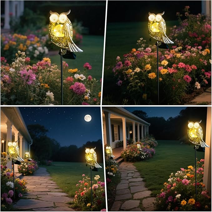 Solar Lights Outdoor Decor, Solar Owl Yard Decorations Outdoor, Garden Decorative, IP65 Waterproof, Gifts for Women Mom, for Yard Patio Lawn Pathway Landscape Rootora