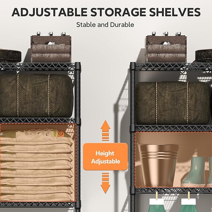 2400LBS 47.3" W Stand Shelf Wire Rust-Proof Outdoor Storage Shelving 4-Tier Utility Shelving Unit for Garden Home,Kitchen,Office Dark Grey 17.7" D x 47.3" W x 59.4" H MEIGAOPLASTICANDMETALHKCOLIMITED