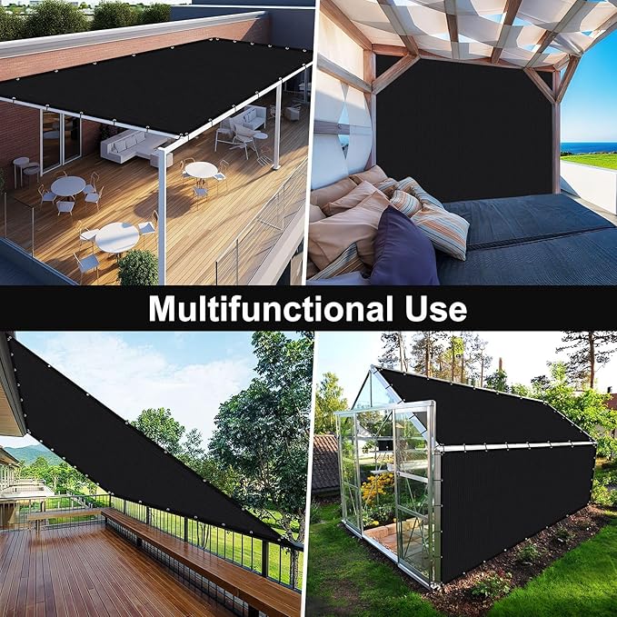 Artpuch 90% Sun Shade Cloth, 3 x 12 FT Pergola Shade Cover Canopy with Grommets, Sun Screen Fabric Tarp for Patio, Outdoor, Garden, Backyard, Black Artpuch
