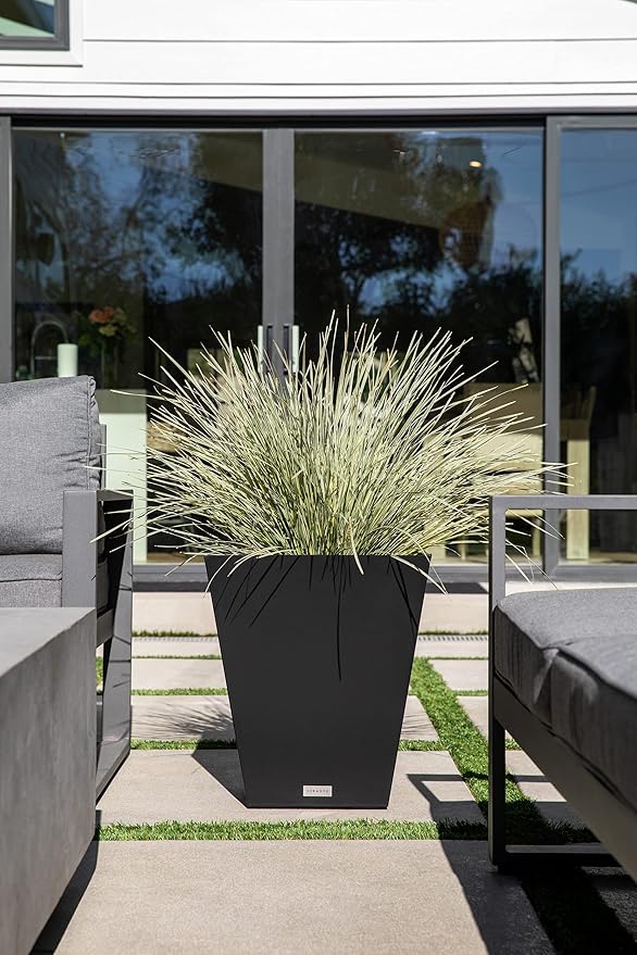 Veradek Pure Series Nobleton Plastic Planter - Large Pots for Indoor or Outdoor Porch/Patio | Durable All-Weather Use with Drainage Holes | Modern Planter Décor for Flowers, Shrubs, Trees VeradekOutdoor