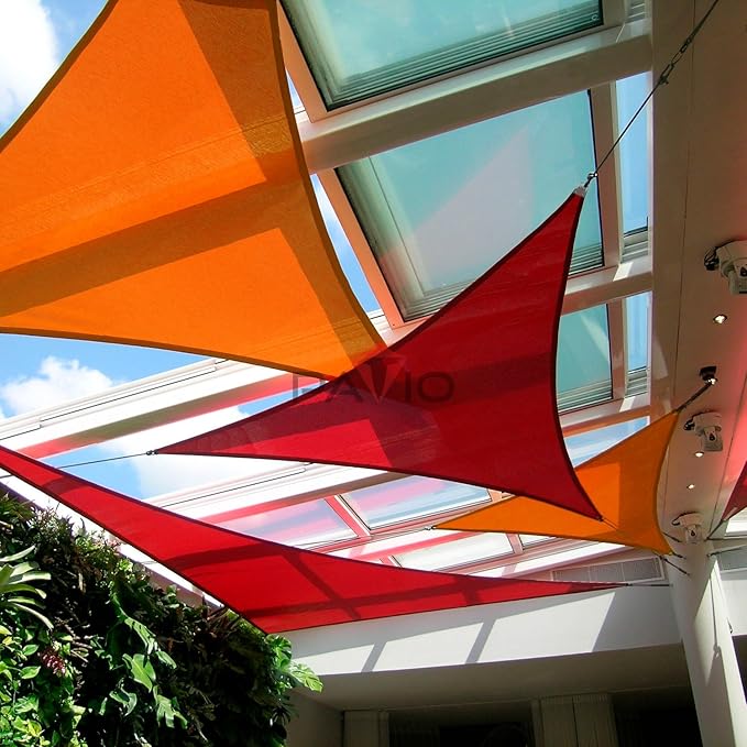 Patio Paradise 26' x 26' x 26' Sun Shade Sail Triangle Canopy Shade Cloth Fabric Sunlight Block Patio Pergola Cover HDPE Deck Awning for Outdoor Backyard Roof Shading, Orange Patio