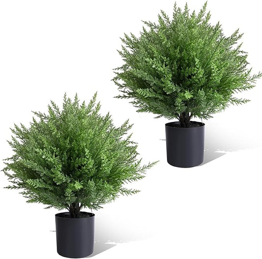 Artificial Topiary Bushes for Outdoors with Spike, Boxwood Ball Fake Shrubs UV Resistant Faux Plants for Indoor Outdoor Fall Thanksgiving Halloween Decor (Heart Crpress Topiary with Pot-2 Pack) FAJUNZH