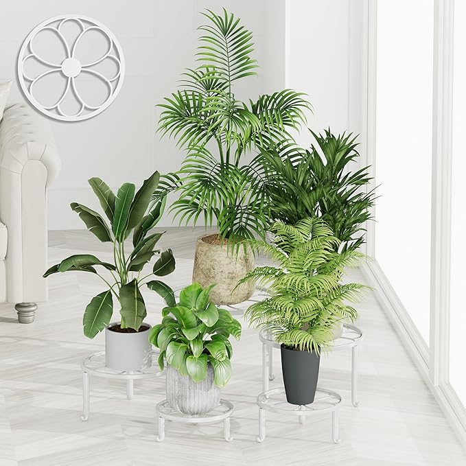5 Pack Heavy Duty Metal Iron Plant Stand,Anti-Rust Iron Flower Pot Stand Holder for Multiple Display Plant Racks,Potted Plant Shelf for Living Room Balcony Rootora