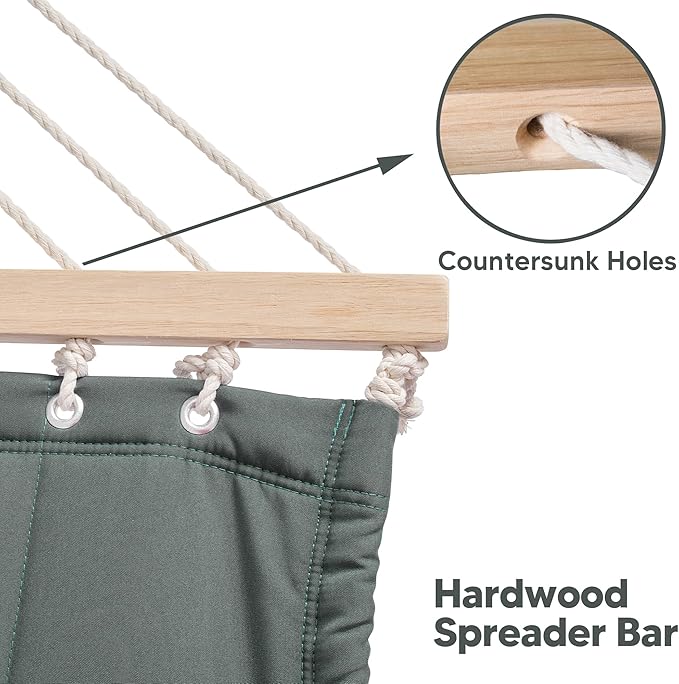 SUNCREAT Standing Hammock with 15 ft Stand, Hammocks for Outside, Gray Green SUNCREAT