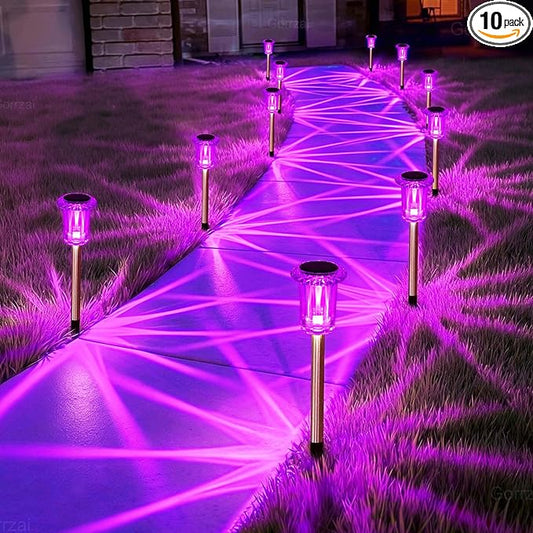 Christmas Solar Lights Outdoor 10 Pack Solar Pathway Lights Outdoor Halloween Decorations Waterproof Yard Lighting for Driveway Garden Walkway Path Landscape Lawn Gorrzai