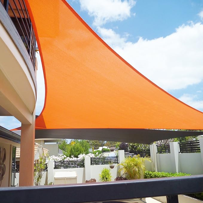 E&K Sunrise 19' x 19' x 19' Sun Shade Sail Triangle Canopy Shade Cover UV Block for Patio Backyard Garden Outdoor (Orange) EKSUNRISEINC