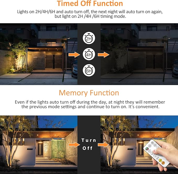 MEIHUA 6 in 1 Solar Spot Lights Outdoor, Solar Landscape Spotlights 2700K/4000K/6500K, 3 Brightness & Remote Control, IP66 Waterproof Spotlights Outdoor Garden for Pathway Driveway Tree MEIHUA