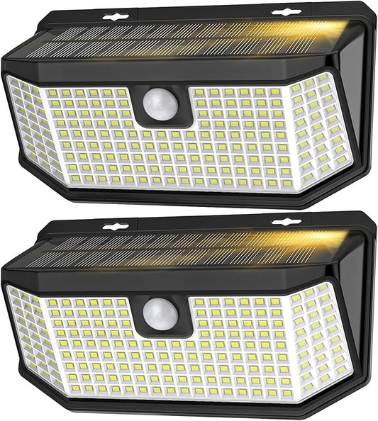Aootek Solar Lights Outdoor 182 LEDs 2500Lm Solar Motion Sensor Lights IP65 Waterpro of with Wide Anglefor Patio Garden Garage Yard Front Door(2pack) Lightupeveryconer