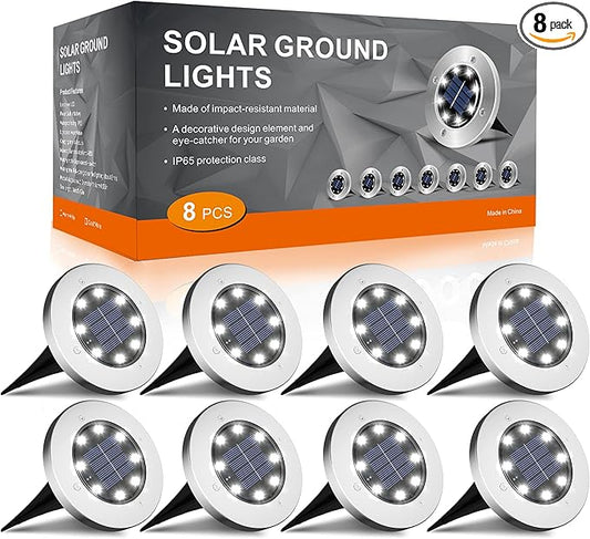 INCX 4.6 inch Solar Lights for Outside,8 Pack Solar Light Outdoor Waterproof, Garden Lights Landscape Lighting for Patio Pathway Lawn Driveway Walkway White INCX