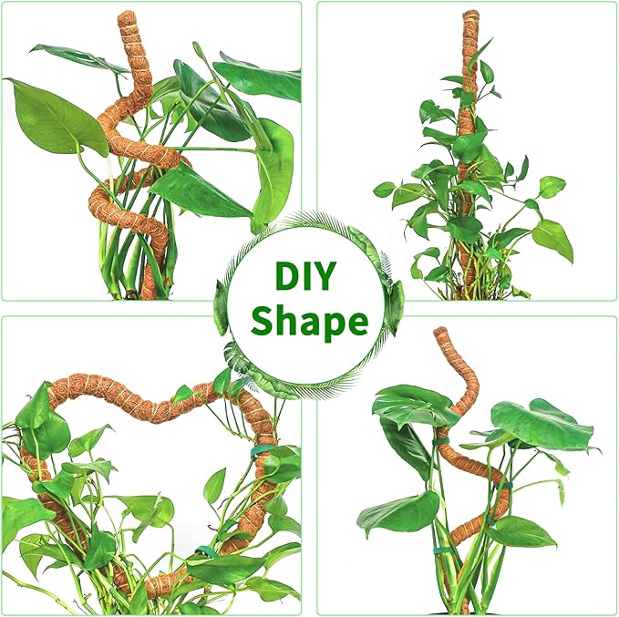 2 Pack 28 Inch Moss Pole Monstera Plant Support, Coir Moss Poles for Climbing Indoor Plants, Bendable Plant Stake Trellis for Potted Plant, Pothos, Philodendron Rootora