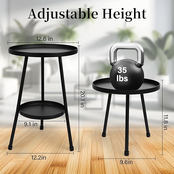 Metal Plant Stand, Plant Stand Indoor Outdoor, Metal Rustproof Flowers, Urban and Rustic Outdoor Plants Stands, Flower Pot Stand Suitable for Living Room, Balcony, Garden (Double Deck,Black) Jvtoo