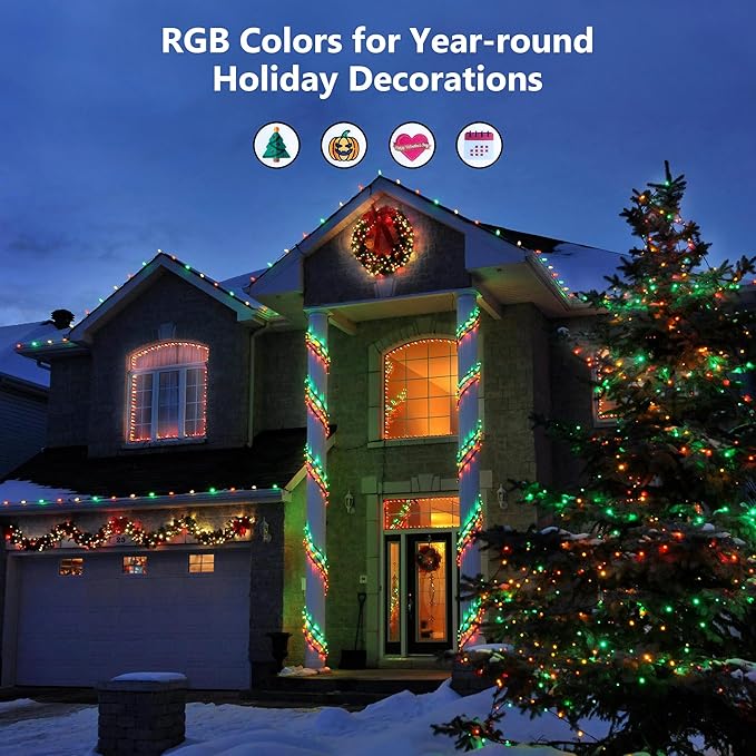 Brizled Color Changing RGB Christmas Lights, 66ft 200 LED Easter String Lights Music Sync, 120+ Modes Remote Dimmable Outdoor Mini Tree Light Indoor Plugin for St Patrick's Day Xmas Halloween Brizled