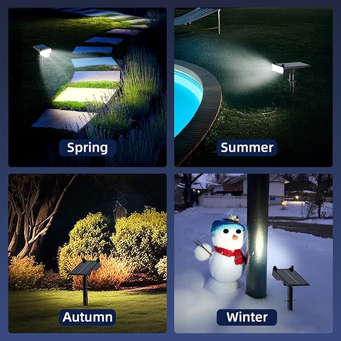 Solar Spotlights Outdoor Waterproof Landscape Path Lights Solar Dusk to Dawn Outdoor Lighting 4 Brightness Modes for Garden Pathway Tree Driveway Porch Yard HOFLYW