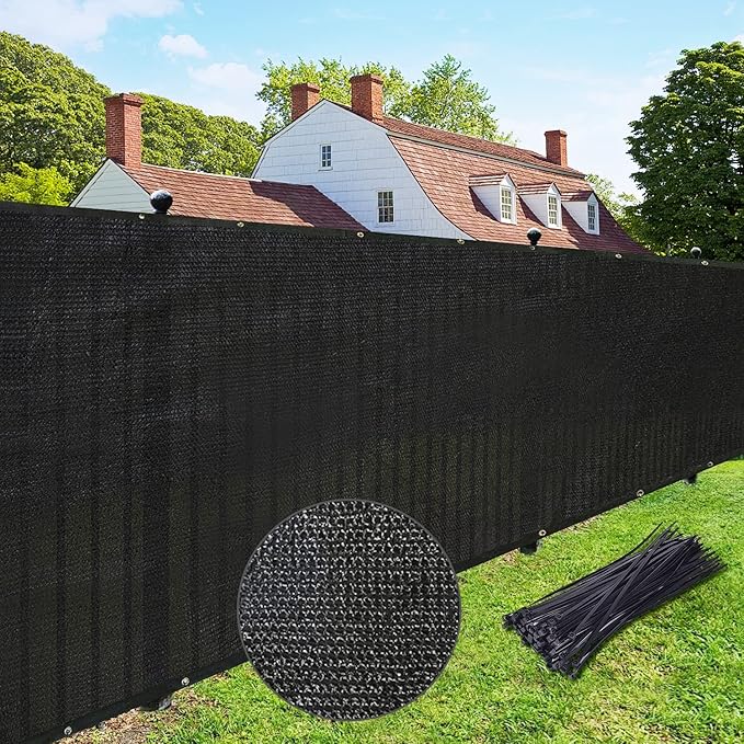 UPGRADE Privacy Fence Screen 8'x3' Black Outdoor 90% Visibility Blockage 170 GSM Mesh Shade Cover Panels for Backyard,Balcony,Home Decoration with Zip Ties,Customized Avaliable UPGRADE