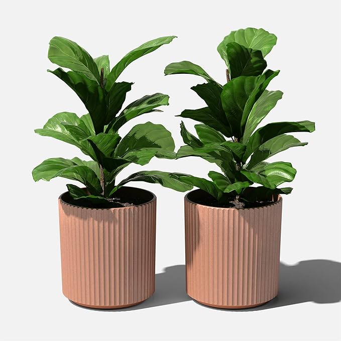 Veradek Demi Series Round Planter for Porch, Patio, Backyard | Durable Plastic-Stone Composite Material | Modern Décor for Tall Plants, Flowers VeradekOutdoor