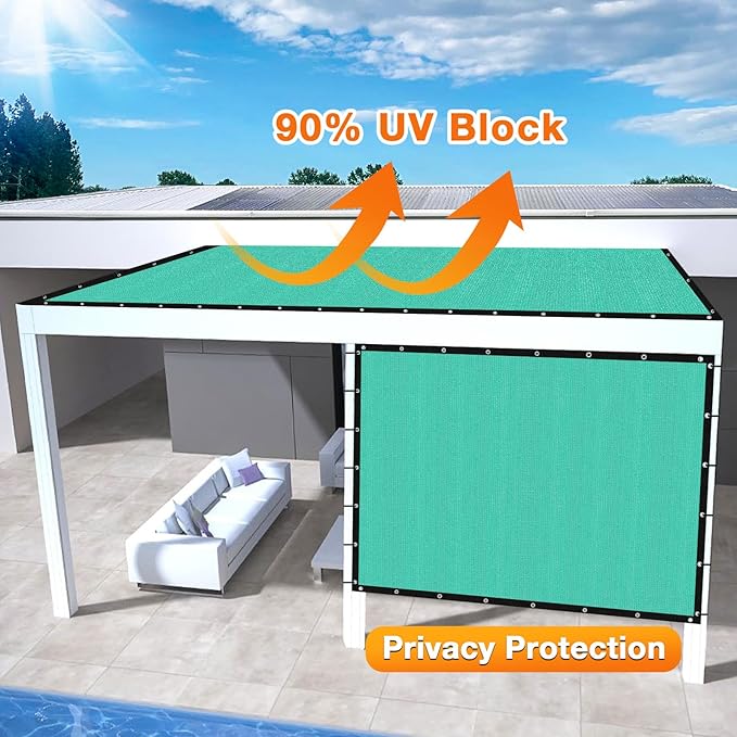 Artpuch Outdoor Pergola Shade Cover 7' X 9' Sun Shade Cloth with Grommets, 90% UV Protection Canopy Patio Privacy Screen (Customized Available) GN107, Turquoise Artpuch
