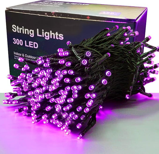 300 LED Halloween Lights, 98.5FT Halloween String Lights with 8 Lighting Modes, Waterproof & Connectable Mini Light, Plug in for Indoor Outdoor Holiday Christmas Party Bedroom Decorations (Purple) LJLNION