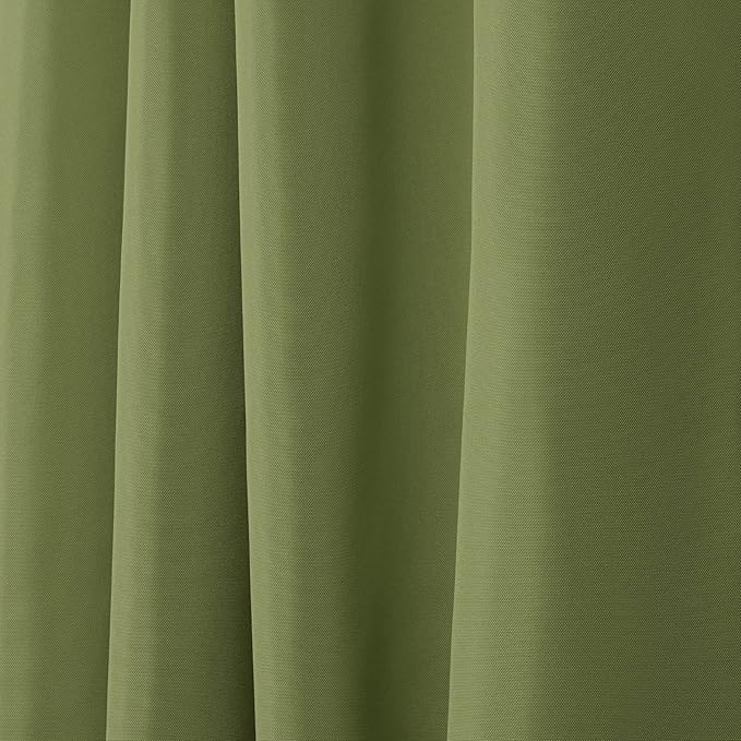 NICOLE MILLER NEW YORK Canvas Indoor/Outdoor Grommet Top Curtain Panel Pair, 54"x108", Green Apple NicoleMiller