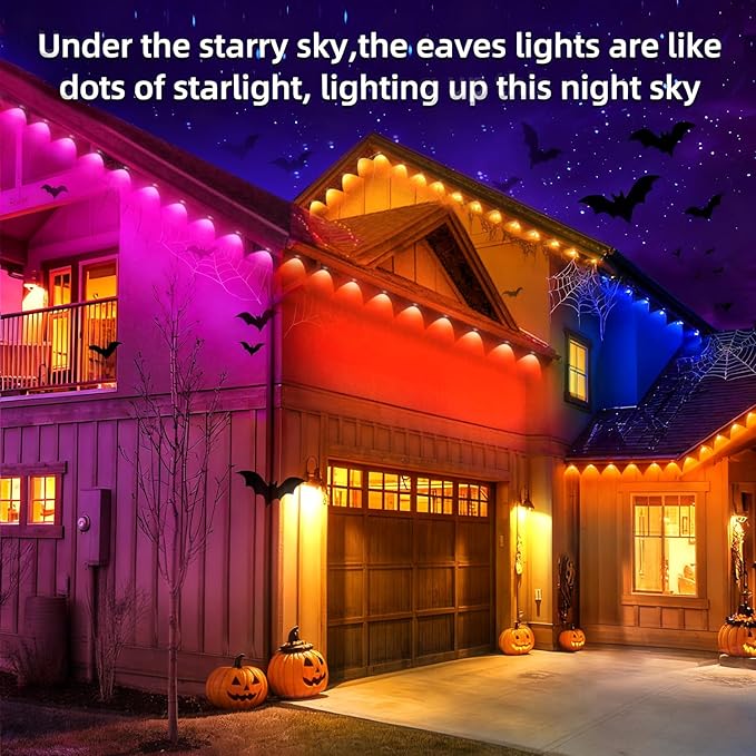 500ft permanent outdoor light, RGB outdoor eave lights with APP & Remote Control,Music synchronisation IP67 waterproof LED eave light,suitable for party, daily,Halloween,Christmas,rooftop,garden,patio Rootora