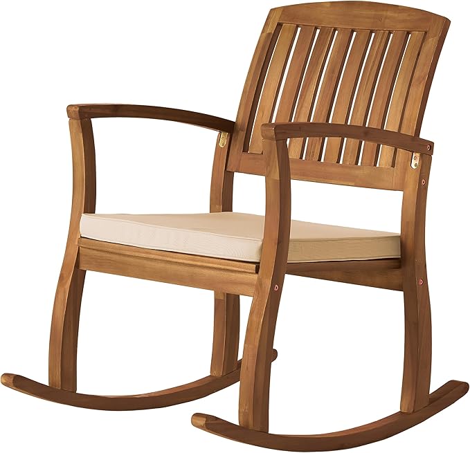 Christopher Knight Home Selma Acacia Rocking Chairs with Cushions, 2-Pcs Set, Teak Finish ChristopherKnightHome