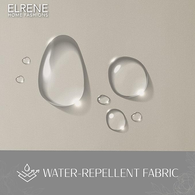 Elrene Home Fashions Matine Weatherproof Tab-Top Indoor/Outdoor Solid Color Curtain Panel for Porch, Pergola, Patio, Deck, 52”W x 95”L, Taupe ElreneHomeFashions