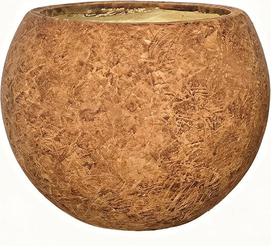 10 H x 14" Dia (10" Pot Opening) Round Fiberstone Planter with Drainage Hole, White, Indoor/Outdoor Large Plant Pot for Home Patio Garden, Ideal for Large Plants-Camel Panlaolao