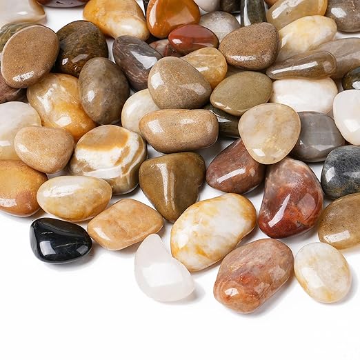 2.5 lbs Decorative Rocks for Potted Plants, 1-1 1/2 inch River Rocks for Plants, Garden Rocks Outdoor Landscaping, Polished Natural Stone for Walkways, Yard, Vases, Crafts OutdoorD%C3%A9cor