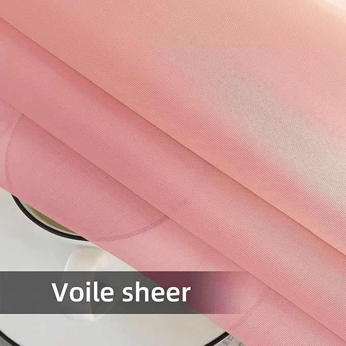 SpaceDresser Waterproof Outdoor Sheer Curtains for Patio - 2 Panels Rod Pocket Indoor Voile Sheer Curtain for Living Room,100W x 96L inch, Blush SpaceDresser
