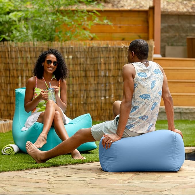 Jaxx Leon Outdoor Bean Bag Ottoman, Ocean Blue Jaxx
