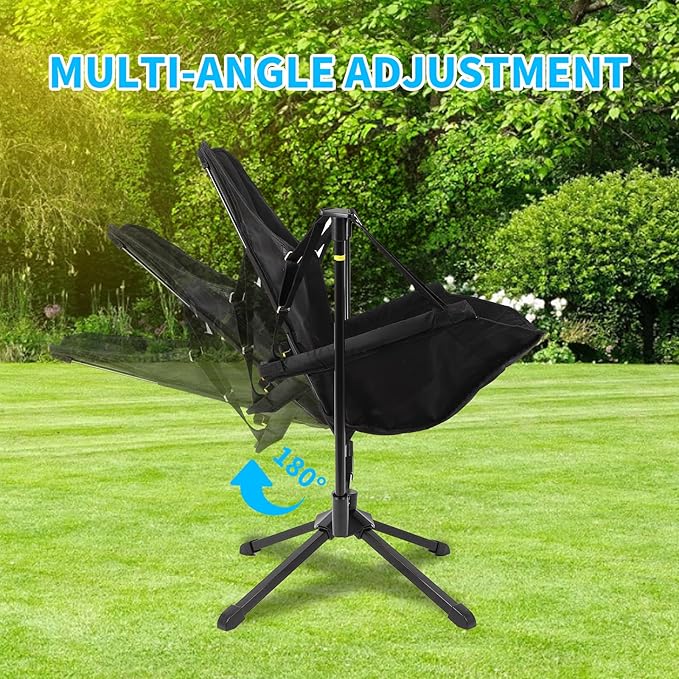 FAHKNS Hammock Camping Chair, 360° Swivel Chair with Adjustable Backrest, Foldable and Lightweight Chair Used for Office Work, Picnic, Hiking, Portable Bag, FAHKNS
