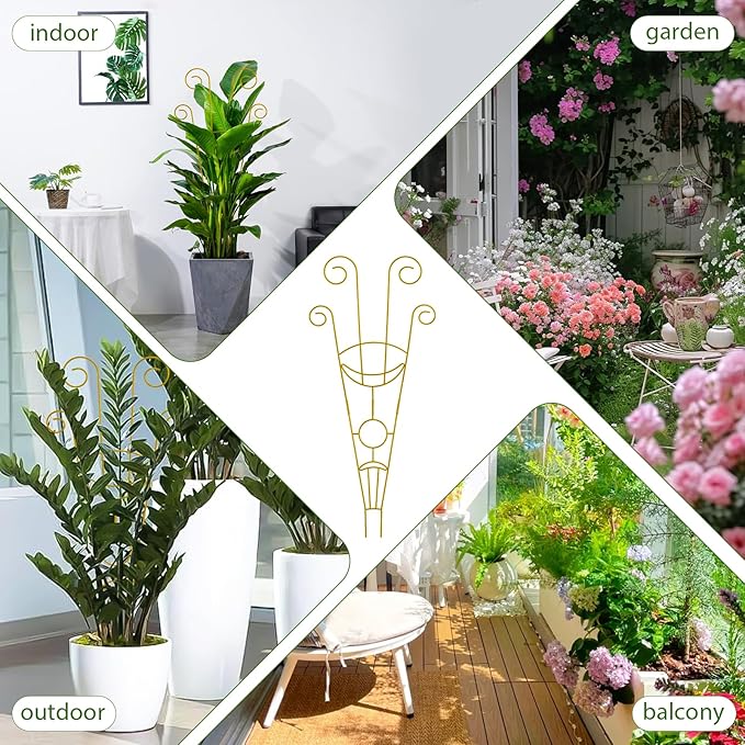 ZOUTOG Trellis for Climbing Plants Indoor 4 Pack 30 Inch,Rustproof Metal Garden Trellis for Potted Plants,Sturdy Houseplant Support Indoor Outdoor for Ivy Pothos Monstera Hoya Flower Vine(Golden Moon) ZOUTOG