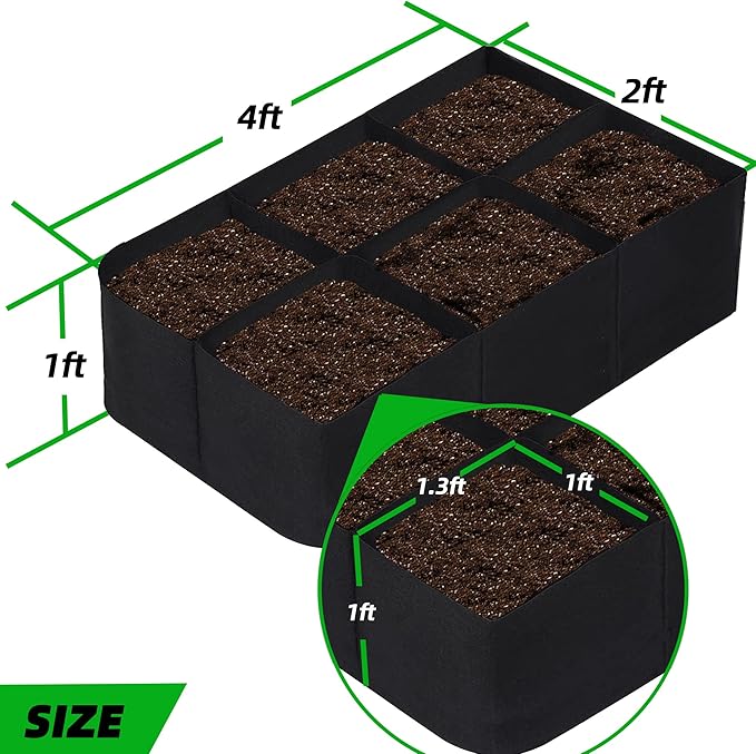 CJGQ Fabric Raised Garden Bed 4x2x1ft Garden Grow Bed Bags for Growing Herbs, Flowers and Vegetables 55 Gallon CJGQ