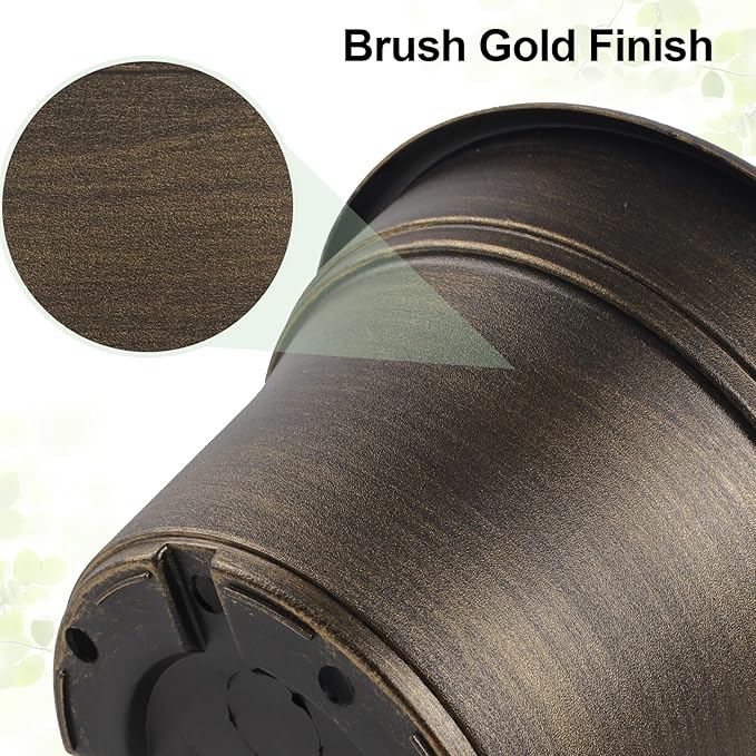 16 inch Plant Pots Outdoor Planters，4 Pack Large Plastic Flower Pot For Indoor Plants With Drainage Holes & Saucer, Resin Decorative Container Sets With Trays For House Outdoor Garden Plant Dark Gold Fodetyff