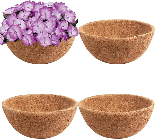 Y&M Pack of 4 12" Pre-Formed Round Coco Fiber Coco Liner Hanging Basket Liners,Coco Replacement Liner for Hanging Basket YM