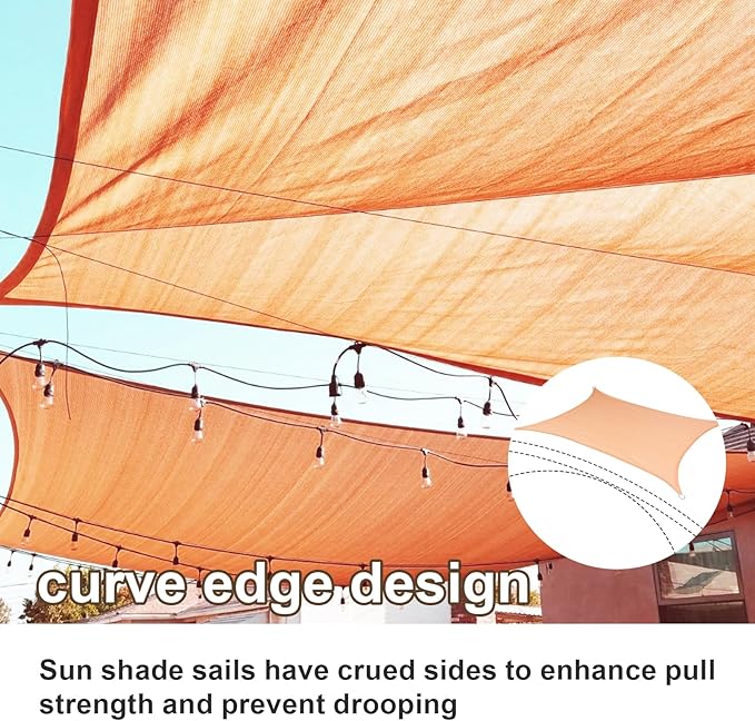 SUNLAX Sun Shade Sail 6' x 18' Peach Fuzz Rectangle Canopy Sail Shade Cover UV Block Permeable Sunshade Outdoor for Patio Backyard Deck Pergola (We Make Custom Size) SUNLAX