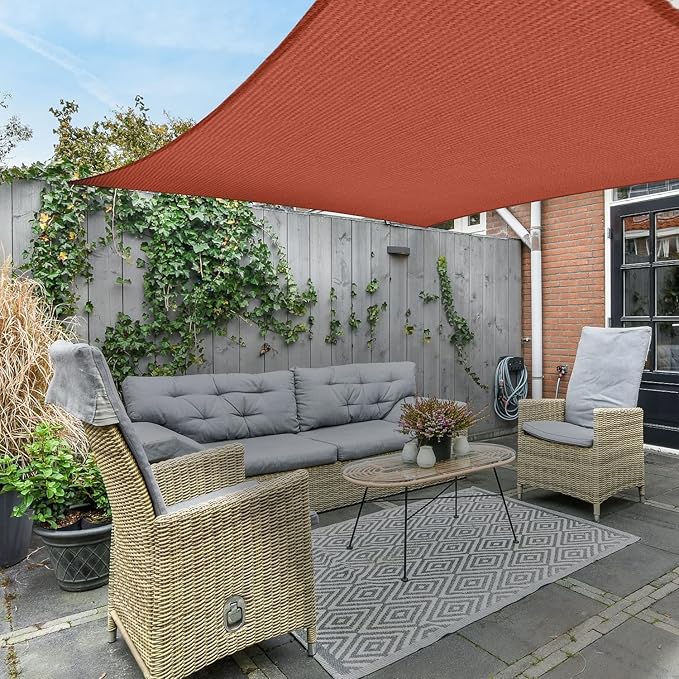 AsterOutdoor Sun Shade Sail Rectangle 12' x 12' UV Block Canopy for Patio Backyard Lawn Garden Outdoor Activities, Terra AsterOutdoor