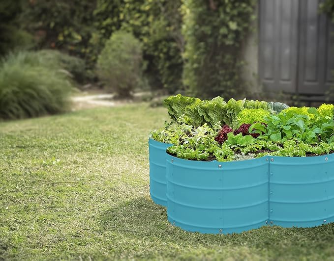 Plant & Plot Galvanized Raised Garden Beds Outdoor // 3×3×1 ft Planter Raised Beds for Gardening, Vegetables, Flowers // Large Metal Garden Box (Teal) // Patented Tool-Free Design PlantPlot