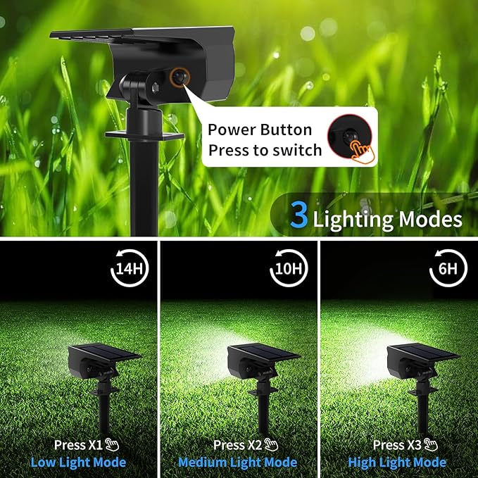 Solar Spot Lights Outdoor 6 Pack, [46 LED/3 Modes] Solar Landscape Spotlights Waterproof, 2-in-1 Auto On/Off Solar Powered Lights for Outside Yard Garden Wall Pathway(Cool White) TadyrealSolarLights