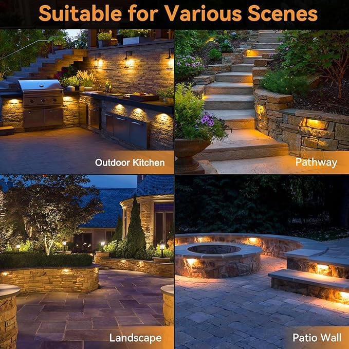 JESLED 12 Pack 7inch LED Retaining Wall Lights, 5W Landscape Lighting, LED Hardscape Lighting,12V Paver Lights Low Voltage Hardscape Lights, 5W Outdoor Step Lights, 2700K Warm White, Waterproof JESLED