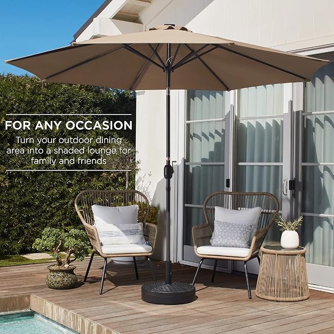 Best Choice Products 10ft Outdoor Table Compatible Steel Polyester Market Patio Umbrella w/Crank and Easy Push Button Tilt BestChoiceProducts