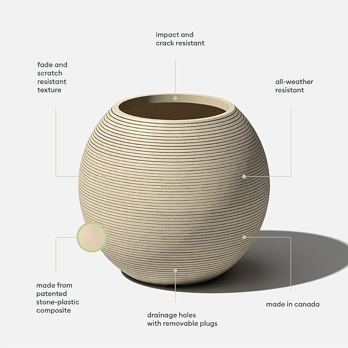 Veradek Strata Series Sphere Round Planter for Patio & Backyard | Durable Plastic-Stone Material | Modern Décor for Tall Trees and Plants VeradekOutdoor
