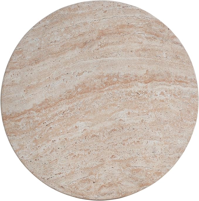 Christopher Knight Home Jayme 22.5" Indoor Outdoor Round Top Accent Side Table, Patio Decorative End Table, Lightweight Concrete Garden Stool for Patio Living Room Balcony & Garden Decor, Travertine ChristopherKnightHome
